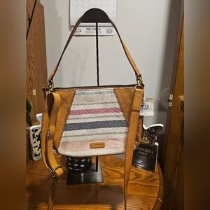 New! Fossil Skylar crossbody pink stripe